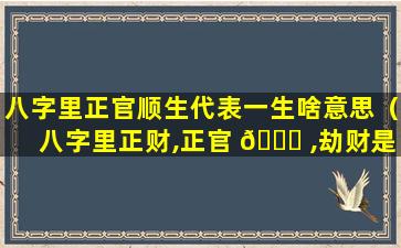 八字里正官顺生代表一生啥意思（八字里正财,正官 🐋 ,劫财是什么意思）